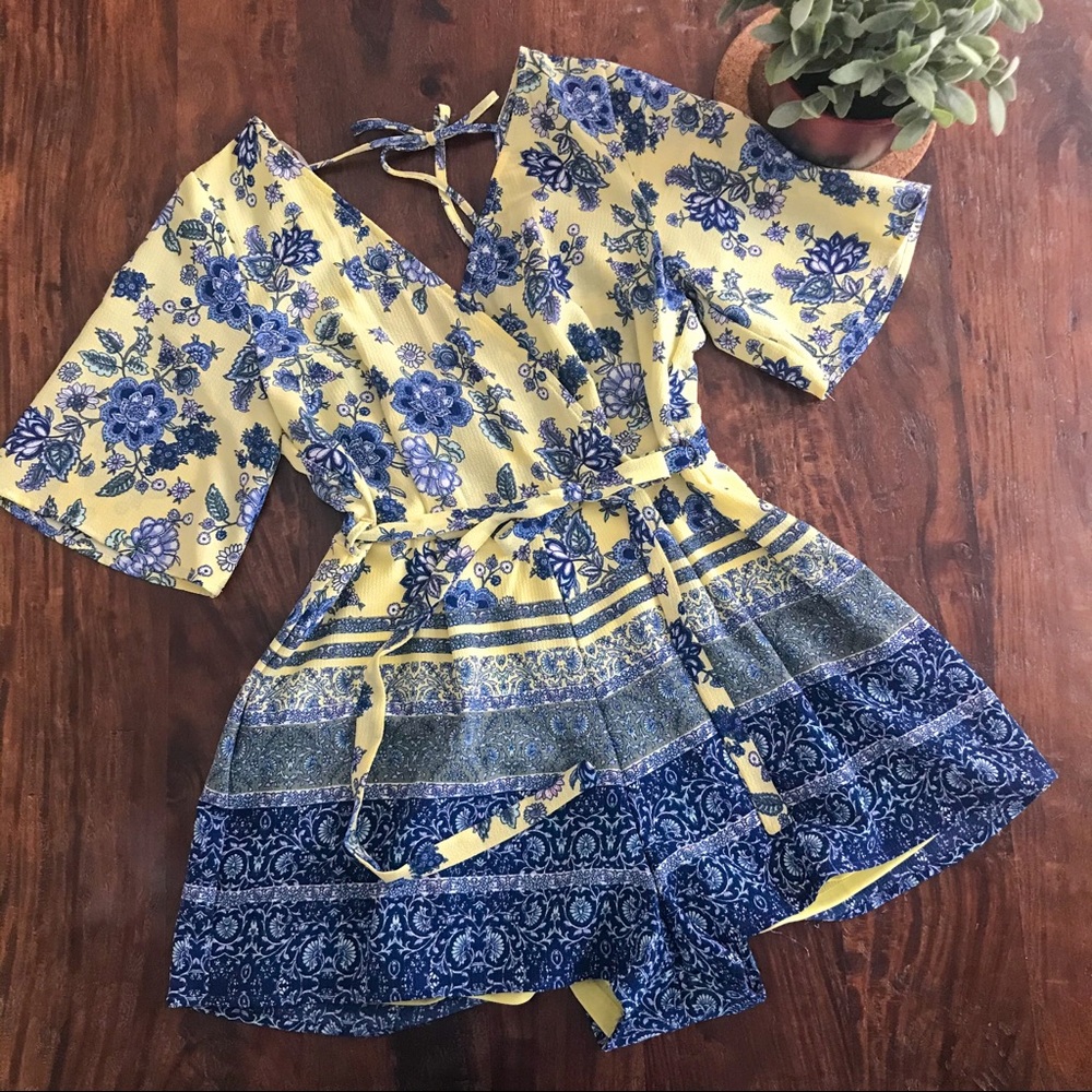Blue and Yellow Romper
